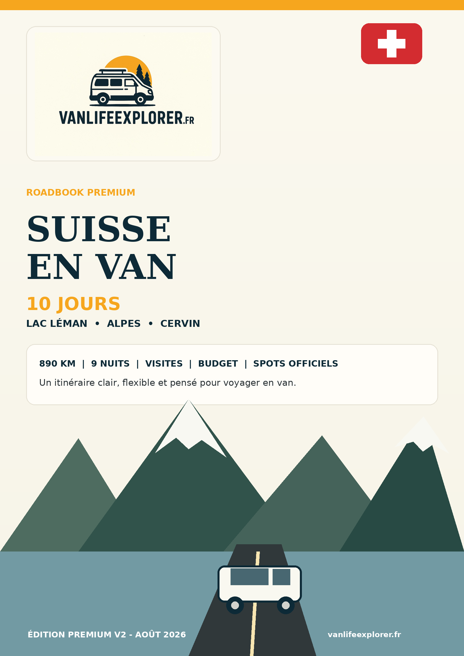 Couverture du Roadbook Suisse en van 10 jours VanLife Explorer